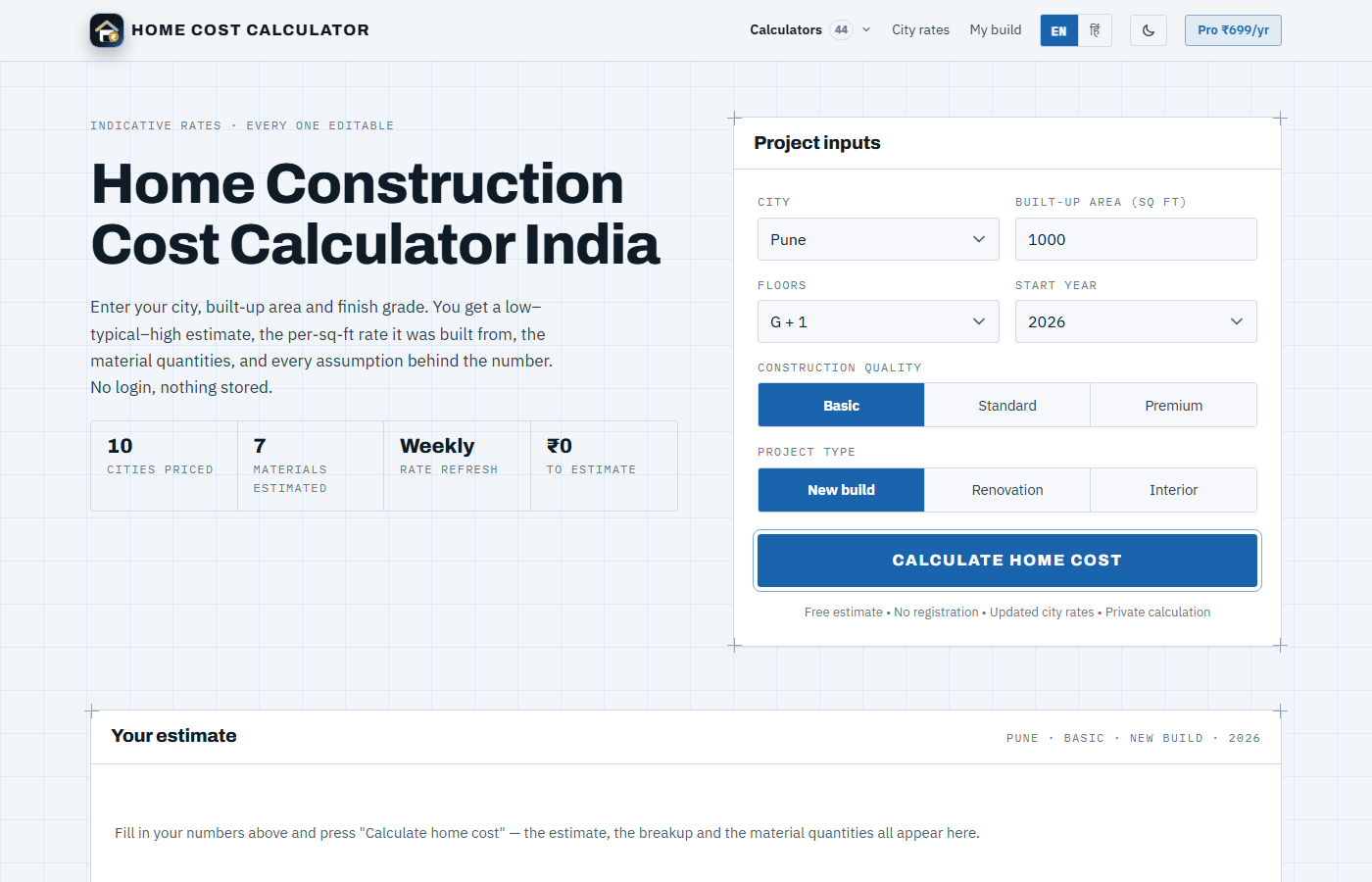 Home Cost Calculator